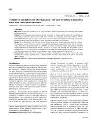 PDF) Translation, validation and effectiveness of self-care inventory in  assessing adherence to diabetes treatment | Jamil Malik - Academia.edu
