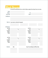 Blank Fill In Resume Templates Free Printable Fill In The Blank