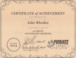 Jakes Recovery Certificate Of Achievement