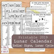 2019 Moon Calendar For Your Planner Or Bullet Journal Printable 8 Pages Lunar Calendar And Zodiac Guide For Health Beauty Household