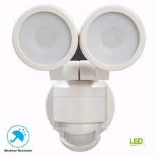 Defiant 180 Degree White Motion Activated Outdoor Integrated Led Twin Head Flood Light