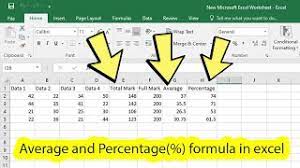 average and percene formula in excel