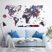Wood World Map Wall Art Travel Space