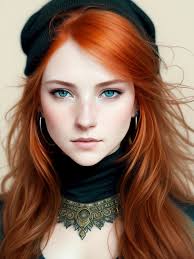 long bright reddish orange hair so