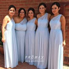 Illusion One Shoulder Light Blue Bridesmaid Dresses Promfy