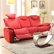 red faux leather reclining sofa