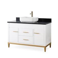 Tennant Brand 48 Vessel Sink Modern Wood Bathroom Vanity In White