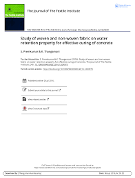 Pdf Study Of Woven And Non Woven Fabric On Water Retention