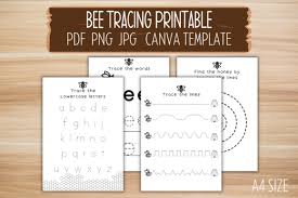 bee tracing printable canva template