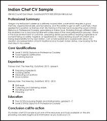 Wow your future employer with this simple cover letter example format. Indian Chef Cv Example Myperfectcv