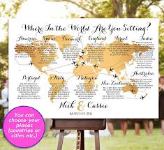 Wedding Seating Chart Rush Service Gold World Map Plane