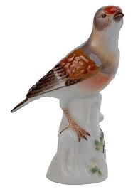 Meissen Porcelain Bird Figurine - Linnet