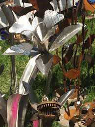 Large modern metal garden sculpture abstract copper yard art decor jon allen. Metal Flowers Lorraine Ball