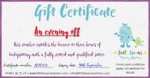 Free gift certificate templates for your business. Gift Vouchers Little Beans Nanny Agency