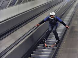 escalator downhill skiing funny