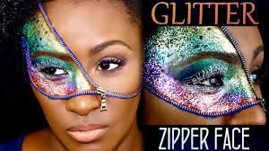 zipper face glitter halloween makeup