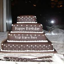 happy birthday layered cake with name