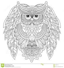 Coloring Page With Cute Owl And Floral Frame Stock Vector