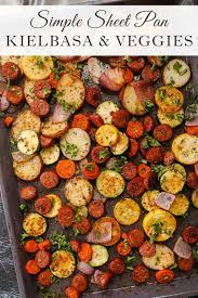 sheet pan kielbasa and vegetables
