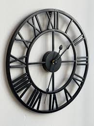 Modern Black Roman Numeral Clock Rustic