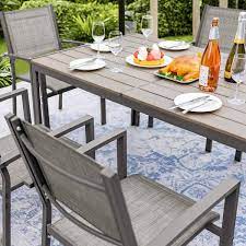 Tozey Alfresco 7 Piece Gray Steel Outdoor Dining Set