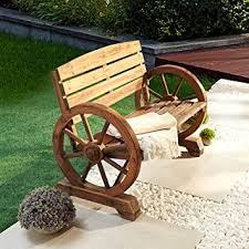 Lokatse Home Wooden Wagon Wheel Bench 2