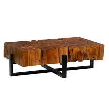Brown Rustic Teak Wood Coffee Table