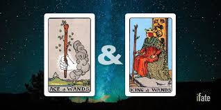The seed of potential, the arrival of inspiration, illumination, intense the ace of wands palpitates with the inspiration she contains: The Ace Of Wands And The King Of Wands Tarot Cards Together