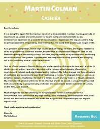 Cashier Cover Letter Example
