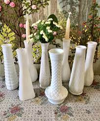8 Milk Glass Vases For Flowers Vases
