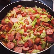 Fried Cabbage And Sausage With Rotel gambar png