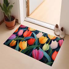 Captivating Tulip Garden Doormat Home