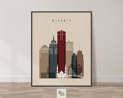 Detroit Skyline Art Detroit City Print