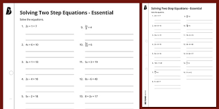 Solving Two Step Equations Worksheet