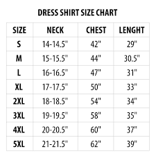 Size Chart For Mens Shirts Dreamworks