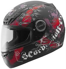 Scorpion Exo 400 Scar Full Face Helmet Matte Black Red