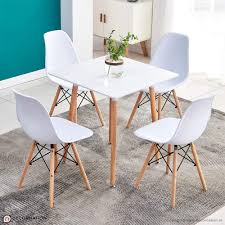 Windsor spindle high back dining side chairs modern farmhouse style. Fern Wooden 4 Seater Dining Table Set Decornation