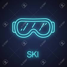 Ski Goggles Neon Light Icon Snow Glasses Safety Eyeglasses