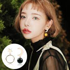 梨花HaNA 韓國S925銀針星月之海不對襯飾球耳環| 純銀| Yahoo奇摩購物中心