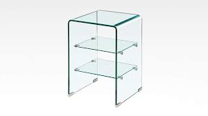 2 Shelves Bent Clear Glass Side Table