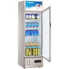 Vevor Commercial Refrigerator Display Fridge Upright Beverage Cooler Glass Door With Led Light For Home Gym Or Office 8 Cu Ft Single Swing
