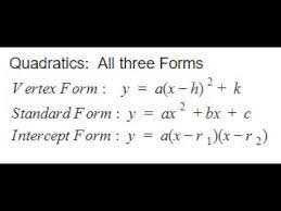 Quadratics Vertex Standard Intercept