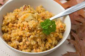 curry flavored red lentils and rice an