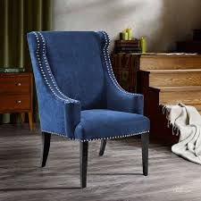 Madison Park Marcel High Back Wing Chair Blue