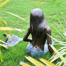 Antique Bronze Mermaid Garden Sculpture