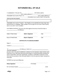 free notarized bill of form pdf