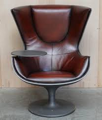 Brown Leather Eurostar Egg Armchairs By