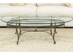 Wrought Iron Oval Glass Coffee Table