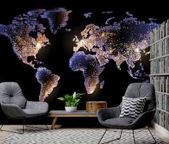 World Map Wall Murals Vintage