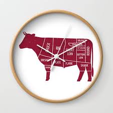 Beef Chart Cuts Bbq Barbecue Grill Wall Clock By Teeshirtmadness